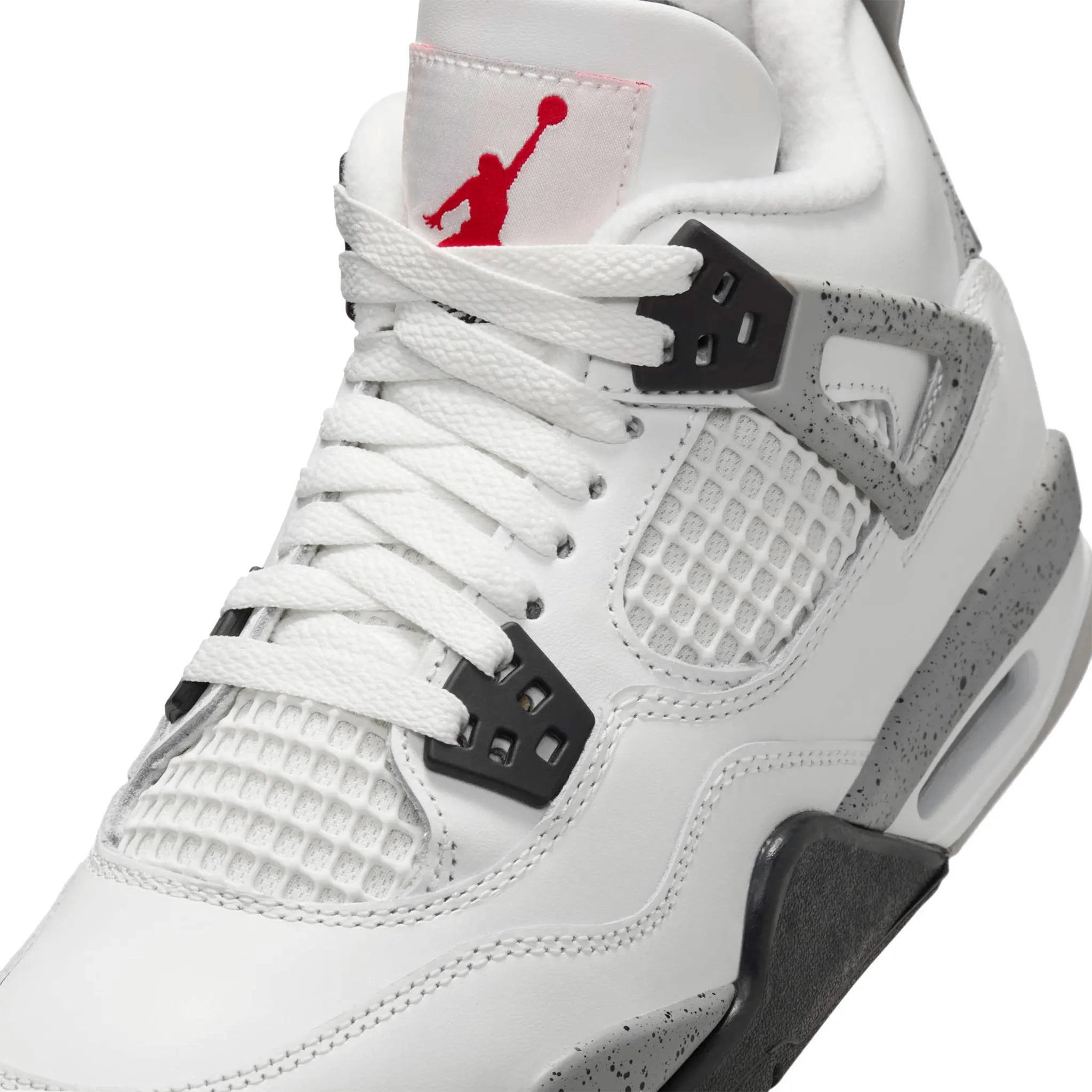 Laces View of Air Jordan 4 Retro OG White Cement (2025) (GS) IB4171-100